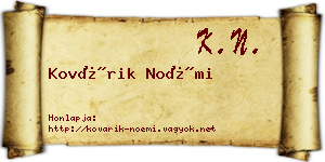 Kovárik Noémi névjegykártya